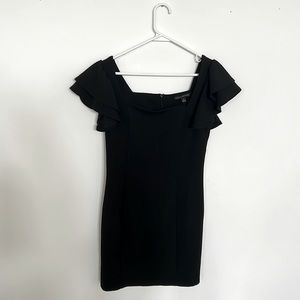 Black ruffle sleeve dress